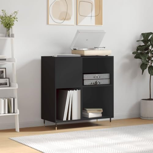 ShGaxin Skivskåp svart plywood, 84,5 x 38 x 89 cm, CD-hylla, skivspelare, skivskåp, vinylskåp, skivskåp - 831765