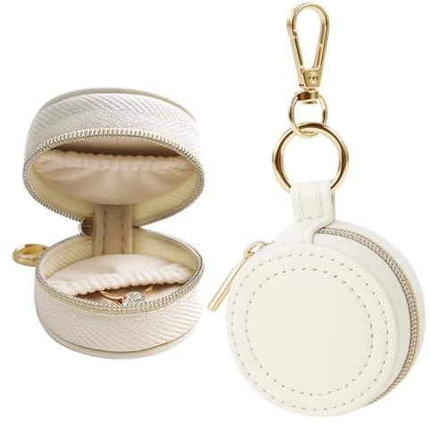 AUUTI Portable Ring Keychain Holder - White Jewelry Holder