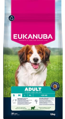 Eukanuba, alimento seco para Perros con Cordero y arroz para Razas pequeñas y Medianas - Alimento seco Premium para Perros Adultos, 12 kg