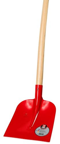 RUHR-BRILLANT Pala de arena Holsteiner | para transportar materiales sueltos | pala de acero | 270 x 250 mm | boquilla soldada para cargas pesadas ¾ elevada reforzada | con mango largo de fresno 130