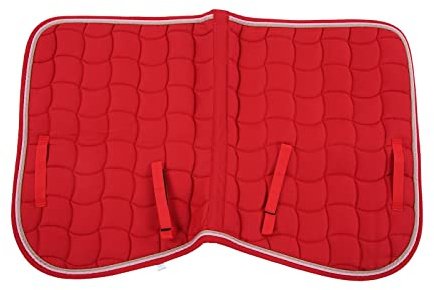Sadelunderlag Dubbelrep Allpurpose Mjukt ventilerande hästsadelunderlägg med handrem och omkrets för ridträning och tävling Polyester bomullstyg 500x650mm (Röd)