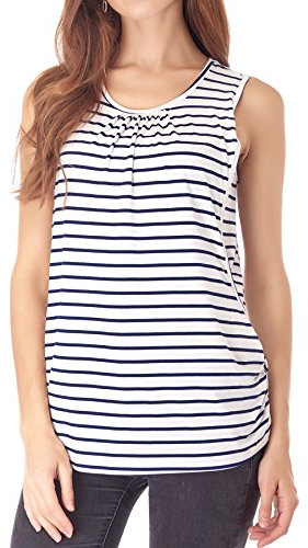 Smallshow Camiseta de Lactancia de Maternidad Ropa Enfermería de Lactancia sin Mangas para Mujer de Verano White Stripe S