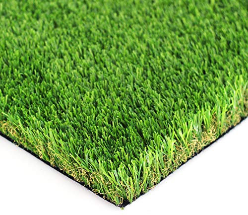 Lita Tapis de gazon artificiel de qualité supérieure avec poils synthétiques, réaliste et épais, pour jardin, chiens, animaux de compagnie, tapis de porte en caoutchouc avec trous de drainage., 1mx5m