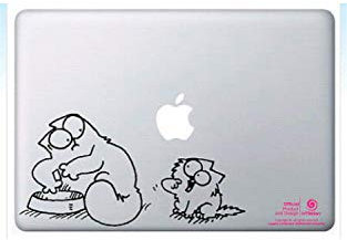 Artstickers. 15 17 Laptop Sticker - Simons Cat Design - Sticker for MacBook Pro Air Mac Laptop - Black - Spilart Gift - Registered Trademark