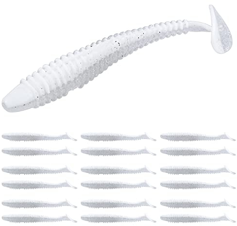 RUNCL Swimbaits Paddle 10/20/30/40PCS, 5/4/3/2 Inchs Paddle Tail, Soft Lure for Trout Crappie Bass, Durable Plastic Bait Swimmer for Saltwater/Freshwater, Fishing Lover's Gift