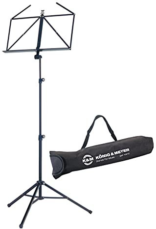 K&M 10065 Notenständer Set (ausziehbarer Notenständer mit Tragetasche) Schwarz