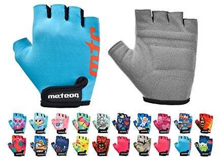 meteor - Cycling Gloves - Bike Accessories - Bicycle – Durable Anti-Slip Fingerless Gloves for Boys and Girls, Soft Padding, Ideal for Kids Bike Cycling - Size: S - Motif : One Blue