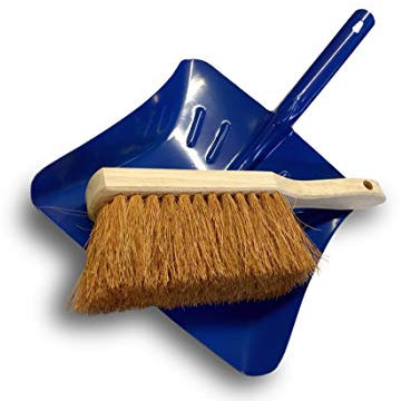 KIBROS Reinigungsset | Kehrschaufel aus lackiertem Blech + Handfeger mit Naturkokosfasern | 5KITPTBCc