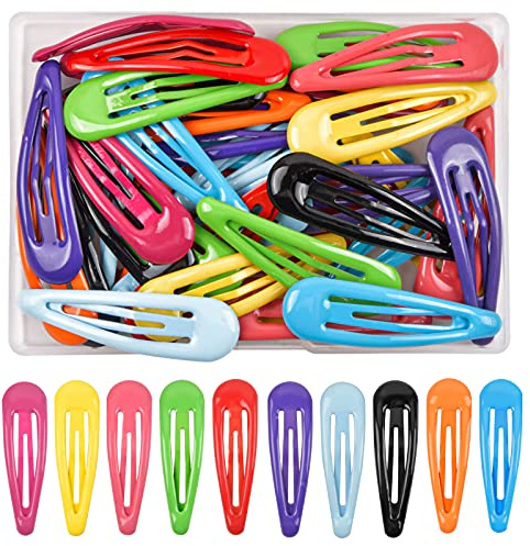AvoDovA 40PCS Pinces à Cheveux pour Filles, 5CM Barrette Cheveux Enfant, Barrettes à Pression en Métal, Pinces Cheveux Coloré, Accessoires de Cheveux, Pinces Cheveux Anti Glisse pour Fille Enfant Bébé