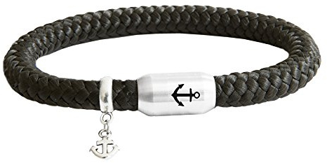 Paris Montana Det ursprungliga ankargraverade segelrep unisex armband med ankare hänge unisex flätat handgjort högkvalitativt magnetlås diameter 8 mm, 24.00 CM, Segelrep