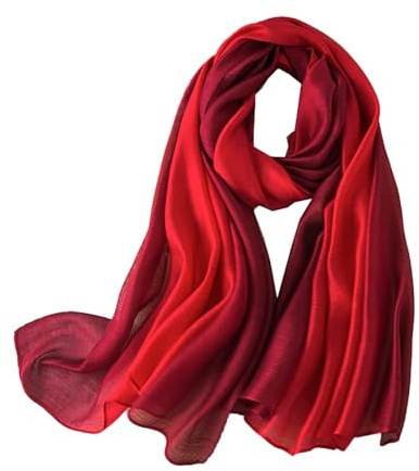 Générique Femme Foulard en Soie Dégradé de Couleur Unie, Rouge-5, 190*80 cm, (190*80 cm)