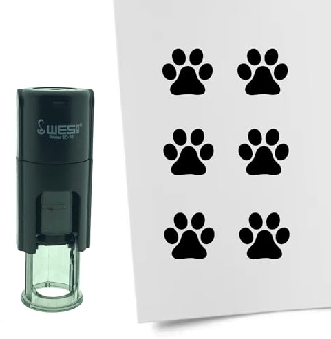 Tampon encreur CombiCraft Patte de chien – 10 mm rond – Encre noire – Cassette d’encrage remplaçable – Utile pour cartes de collection, bullet journals ou autres projets créatifs