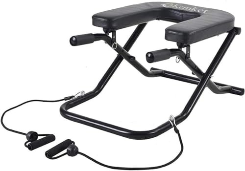 Kemket Inversion Yoga Bench-Foldable Yoga Headstand with PU Cushion, Steel Frame & Resistance Bands-Best Headstand Bench for Back Decompression, Strength Training (INVERSION STOOL)