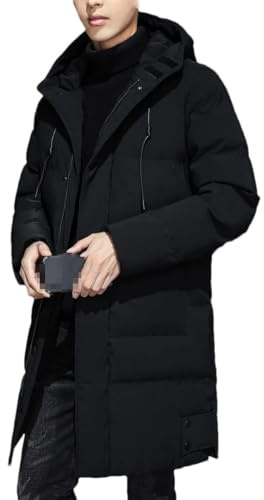 Sweejim Vestes longues en duvet pour hommes, manteaux d'hiver à capuche, parkas chauds d'hiver décontractés