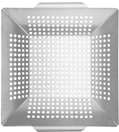 paxlloonge Grillkorb, 30 X 30 X 6 cm Grillschale Edelstahl füR GemüSe, Fleisch & Fisch, Lochung Grillschale füR alle Holzkohlegrill & Gasgrill, SpüLmaschinengeeignet - Large