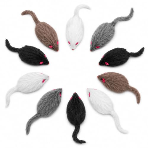 Sunshine smile Juego de 12 ratones de juguete para gatos, ratón de juguete, ratón de juguete con cola de peluche, ratón de juguete para gatos