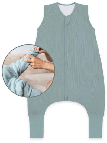 emma & noah Baby Schlafsack mit umschlagbaren Füßen 2.5 TOG, Strampelsack für den Herbst und Winter, Bio-Baumwolle, OEKO-TEX Zertifiziert, Ideal für aktive Kinder (Essential Mint, 90)