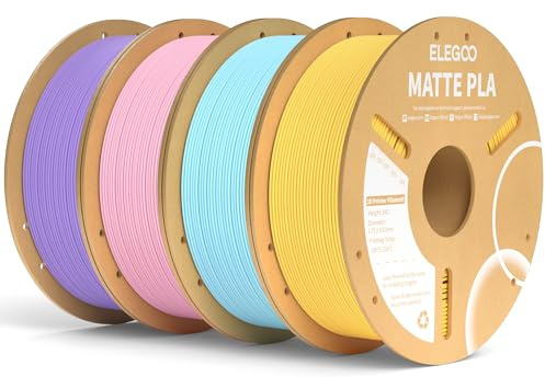 ELEGOO Matt PLA-filament Solsken Gul Isblå Sakura Rosa Lavendel Lila 4KG, 1,75 mm 3D-skrivarfilament Måttnoggrannhet +/- 0,02 mm, 4 st 1 kg kartongspole (8,8 pund)