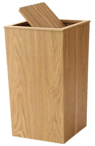 Poubelle en bois avec couvercle, conteneur à déchets polyvalent, grande corbeille à déchets décorative en bois massif 20l pour bureau et salle de bain, Bois clair