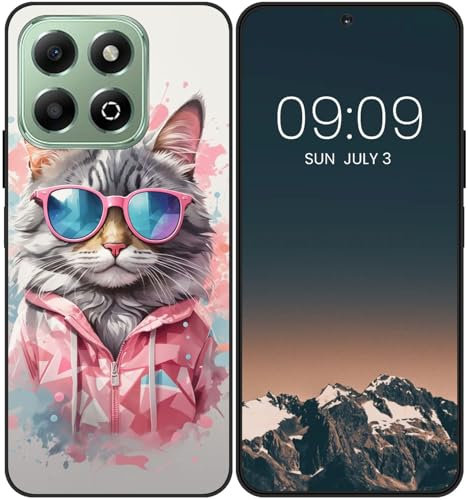 WUACYEAMING Funda Bonita para Honor X6B 4G,Carcasa con Aesthetic Lindo Dibujos,Ultrafina Suave TPU Antigolpes Case Divertidas Diseño Negro-Gatos