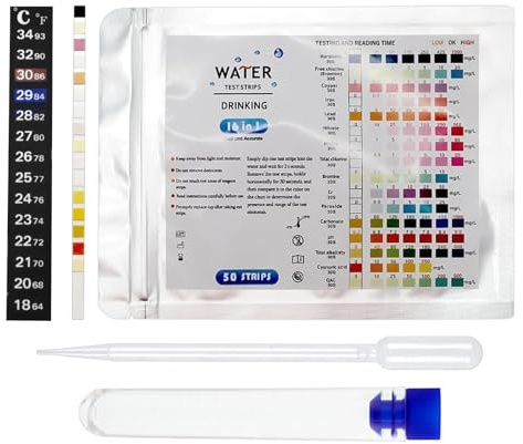 60 PCS Water Testing Kits for Drinking Water,Water Hardness Test Kit,Drinking Water Test Kit,Water Test Kits,Testing pH,Hardness,Chlorine,Lead,Iron,Copper,Nitrate etc