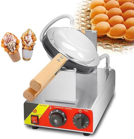 MIAOMI Gaufrier à Bulles Simple Gaufrier Commercial Gaufrier antiadhésif Hong Kong Egg Waffle Maker 180° Rotatif, Appareil antiadhésif pour Desserts à la crème glacée