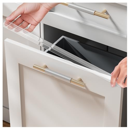 12 Pack Cabinet Protectors for Kitchen Cabinets, 18 Length Clear Cabinet Door Protector Edge Guard 3/4 Thick for Kitchen Drawer Fronts, Slip-On Plastic Edge Guard to Protect Sink & Trash Drawer