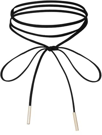 FdcLixuvol Black Choker Necklace Gothic Bow knot Choker for Women Velvet Long Wrap Rope Collar Tie Neck Chain with Gold Tube Ribbon Suede Jewelry for Party Prom