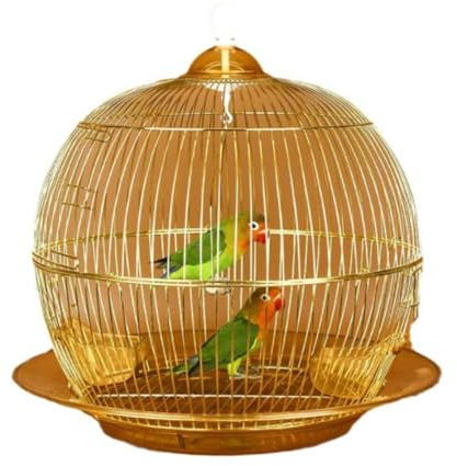 Jaula para pájaros redonda de hierro forjado vintage portátil para periquitos y pájaros pequeños, jaulas creativas para pájaros