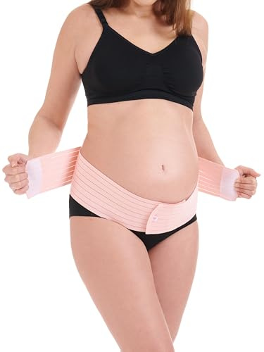 Herzmutter bukbälte - graviditetsstödbälte - magband - justerbart graviditetsbälte - magbälte graviditet - gymnastik-yoga-sport - 3200 (XXL/3XL, Rosa)