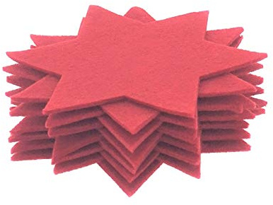 MC Trend Lot de 12 étoiles en feutre pour Noël - Décoration de table - Dessous de verre - Étoiles décoratives - Idée cadeau - Rouge