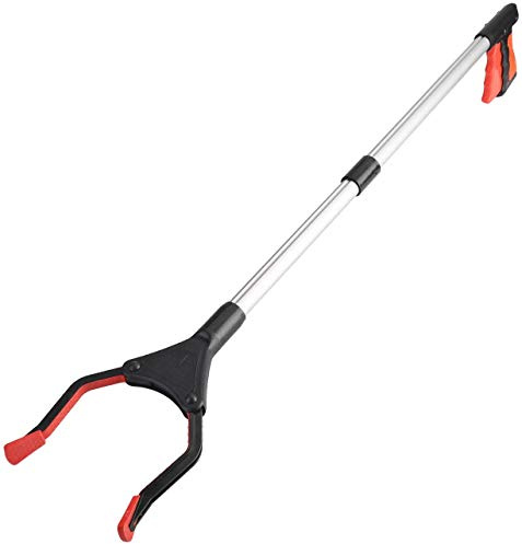 Litter Picker, 32 Foldable Long Arm Mechanical Grabber Reacher Grab & Grip Rubbish Pick Up Hand Pick-Up, Lightweight Extender Gripper Tool Handy Assist Reaching Aid (Red)
