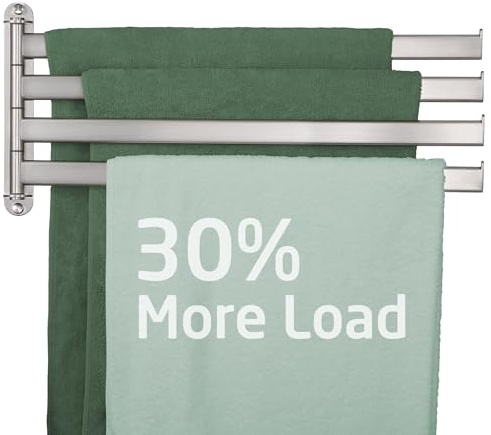 KES Swivel Towel Racks for Bathroom, 19.5 Swing Out Towel Rack for Bathroom Wall 4-Arm, Swinging Towel Bar 18/8 Stainless Steel Space Saving Wall Mounted Brushed Finish, A2104S4L50-2