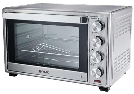 ROMO. Horno Eléctrico Sobremesa Convención y Rustidor 45L. 2000W. Temperatura hasta 230ºC, Temporizador con Apagado 60Min. Acero