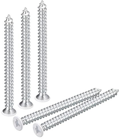 QUARKZMAN ST4x50mm Bianco Viti Autofilettanti Viti 50pz Metallo Piatta Testa Croce Viti per Legno per Falegnameria Testa Piatta Phillips Universale