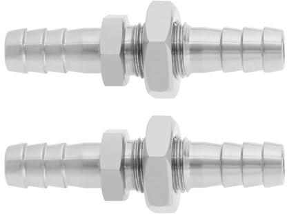 LT Easiyl 2 Stück 8mm Schlauchverbinder Schlauchtüllenverbindung Edelstahlplatten Schlauchverbinder Sechseckiges Gerades Gelenk für Schlauchverschraubung mit Loser Trennwand, LTBI_234-BW
