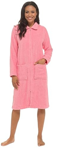 kraftd Zip Up Dressing Gown Terry Towelling Bath Robes For Women 100% Cotton Bathrobe