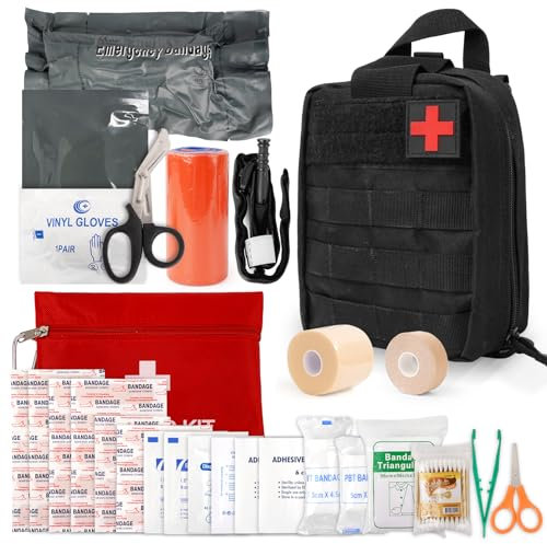 E EASTSTORM Tactical IFAK Erste Hilfe Set Survival Kit Notfalltasche für Camping, Jagd, Wandern, Motorrad,Auto und Abenteuer,Militär Notfall Ausrüstung mit israeli Bandage