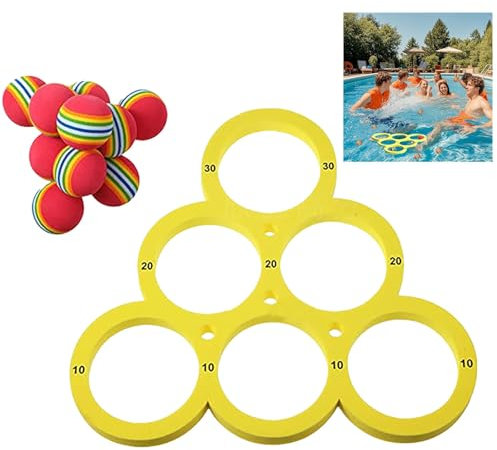 Pool Spielzeug Erwachsene Wasserspielzeug Kinder Poolspielzeuge, Wassersportspielzeug für Pool Schwimmende Wurfspiele mit 10 Regenbogenbällen, Poolwasserspielzeug für Jugendliche und Familie