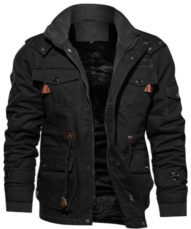 Oanviso Veste Homme Polaire Vestes Cargo Hiver Chaud Blousons Homme Zippée Blouson Militaire Manteaux Coupe Vent Avec Poches