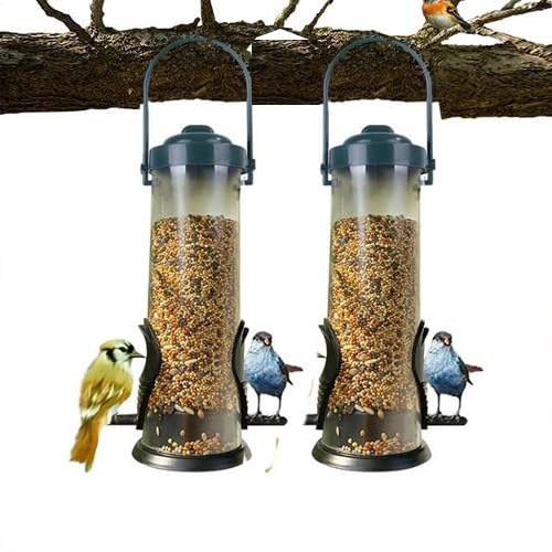 2 Pack Mangeoire Tube Oiseaux Exterieur, Distributeur Grain De Tournesols, Distributeur Oiseaux Exterieur, pour Oisea-UX Sauvages À Suspendre, Nourriture Extérieur