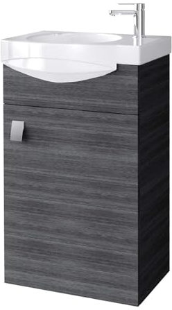 Planetmöbel Badmöbel Set Waschtisch mit Unterschrank 40 x 60 x 29 cm für Badezimmer, Gäste WC & Bad, Anthrazit