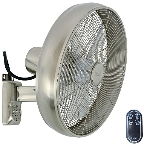 LUCCI AIR Väggfläkt Breeze, fläkt inkl. fjärrkontroll, väggfläkt med automatisk vridning, Ø 46 cm, stål