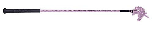 ARBO-INOX - Reitgerte - Einhorn - Glitzer - rosa Herzen - Weiss - 65cm (rosa)