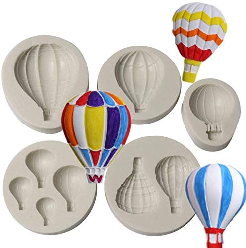 Maijia Lot de 5 moules à gâteau en forme de montgolfière en silicone Idéal pour adulte, mariage, anniversaire, enfants