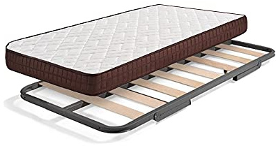 HOGAR24 ES Somier Inferior de Cama Nido, Arrastre con Ruedas + Colchón Viscobrown, 90x190 cm
