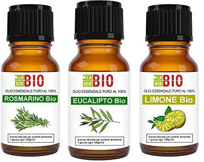 Set Rosmarin - Eucalyptus - Citron Bio Eterisk olja 100% - Aromaterapi Terapeutisk Kosmetik - Laborbio
