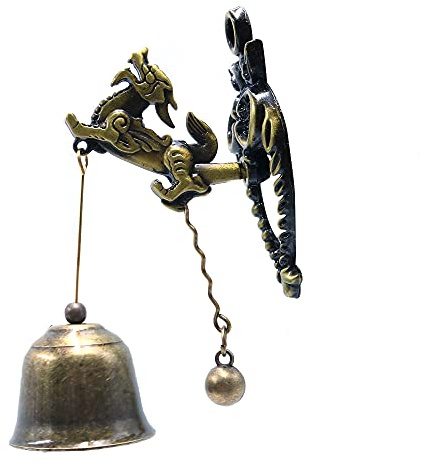 Tiardey Vintage Metal Doorbell Retro/Classic Magnetic Wind Chimes Décoration pour Les commerants,Ornements de Porte Murale Indoor Outdoor-Dragon