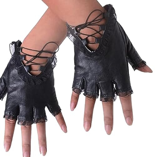 QWUVEDS Mitaines de sport pour femme - Antidérapantes - En dentelle - Pour équitation et danse - En latex - Noir - Taille unique, Noir , taille unique