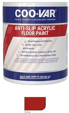 Coovar Anti Slip Acrylic Floor Paint - Red - 5 Litre